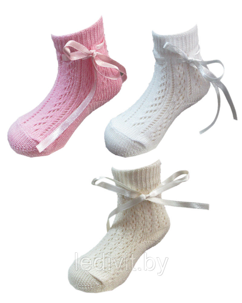 Носочки для девочки  с аксессуаром ажурные- фото