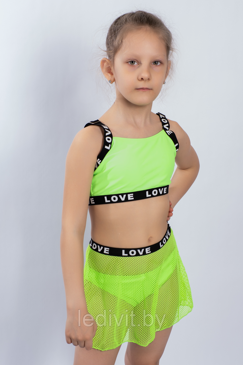 Купальник детский FW.WORLD артикул: FWWZ3321 оптом из 82% ПА, 18% спандекс - салатовый
