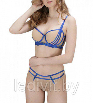 Комплект Арт:82017 Manniya Размер: С или D 80-85 телесный с васильковой отделкой