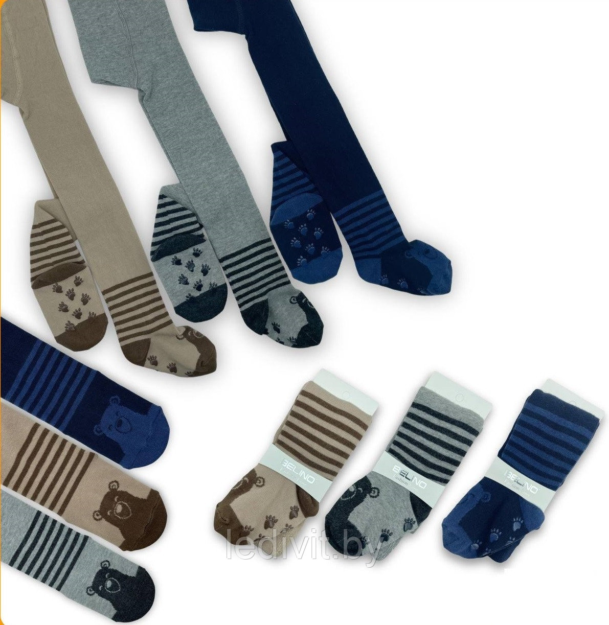 Колготки с антискользящей подошвой для мальчика