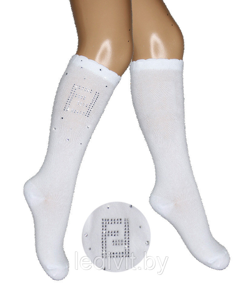 Гольфы для девочки со стразами белые- фото