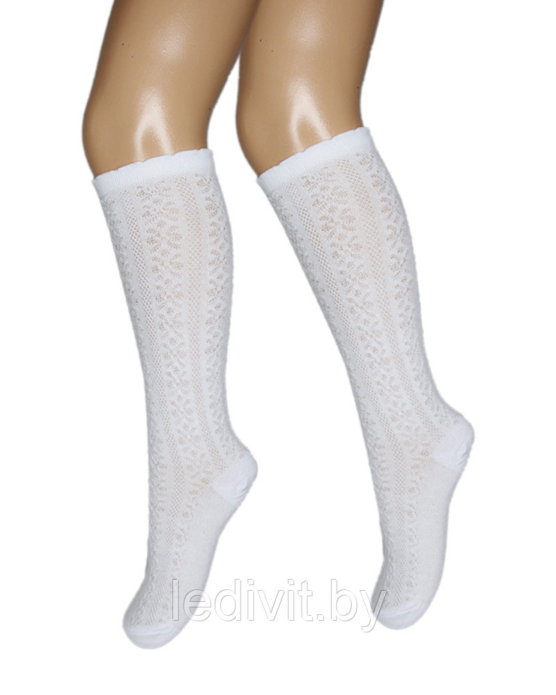 Гольфы для девочки жаккардовые белые- фото