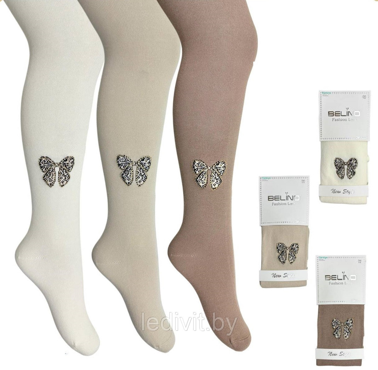 Колготки с рисунком и стразами для девочки