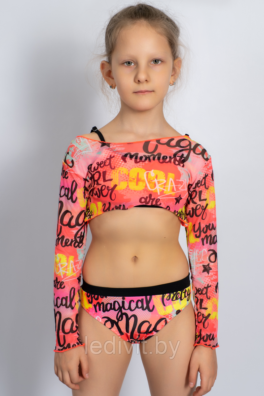 Купальник детский FW.WORLD артикул: FWWZ8829 оптом из 82% ПА, 18% спандекс - коралл