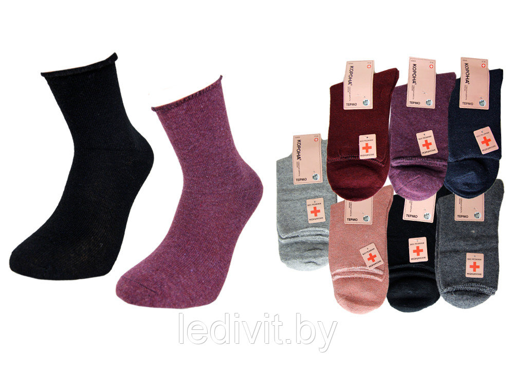 Носки женские теплые без резинки из собачьей шерсти- фото2