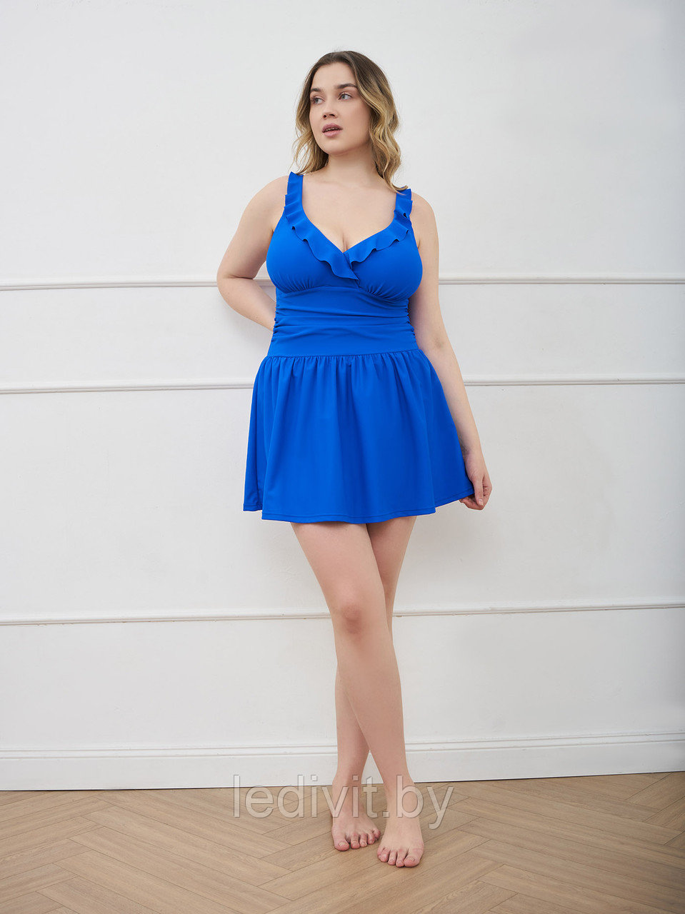 Слитный купальник Siman артикул: SN2302 из 82% нейлон, 18% эластан оптом - синий