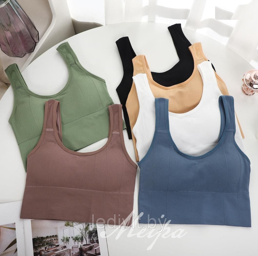 Топ женский бра спортивный в рубчик- фото