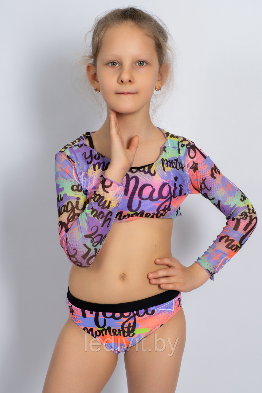 Купальник детский FW.WORLD артикул: FWWZ8829 оптом из 82% ПА, 18% спандекс - фиолетовый