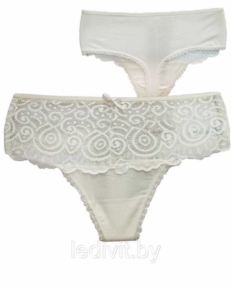 Трусы женские стринги крем- фото
