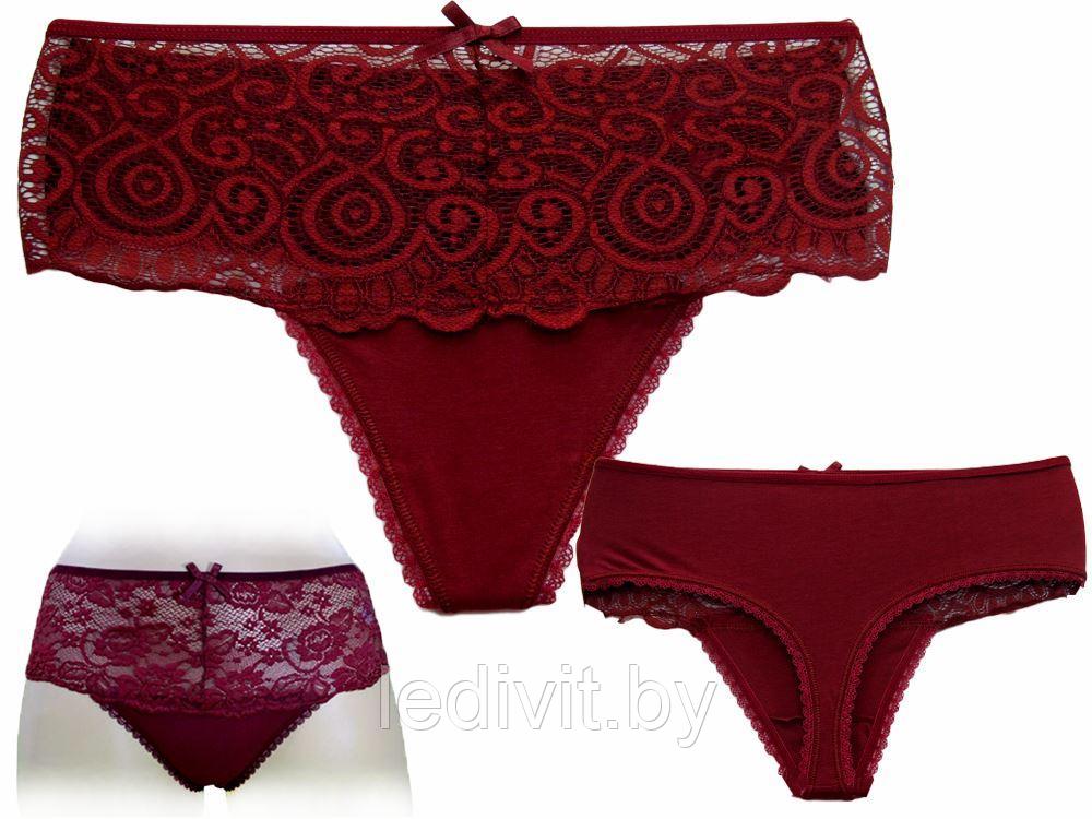 Трусы женские стринги бордо- фото2