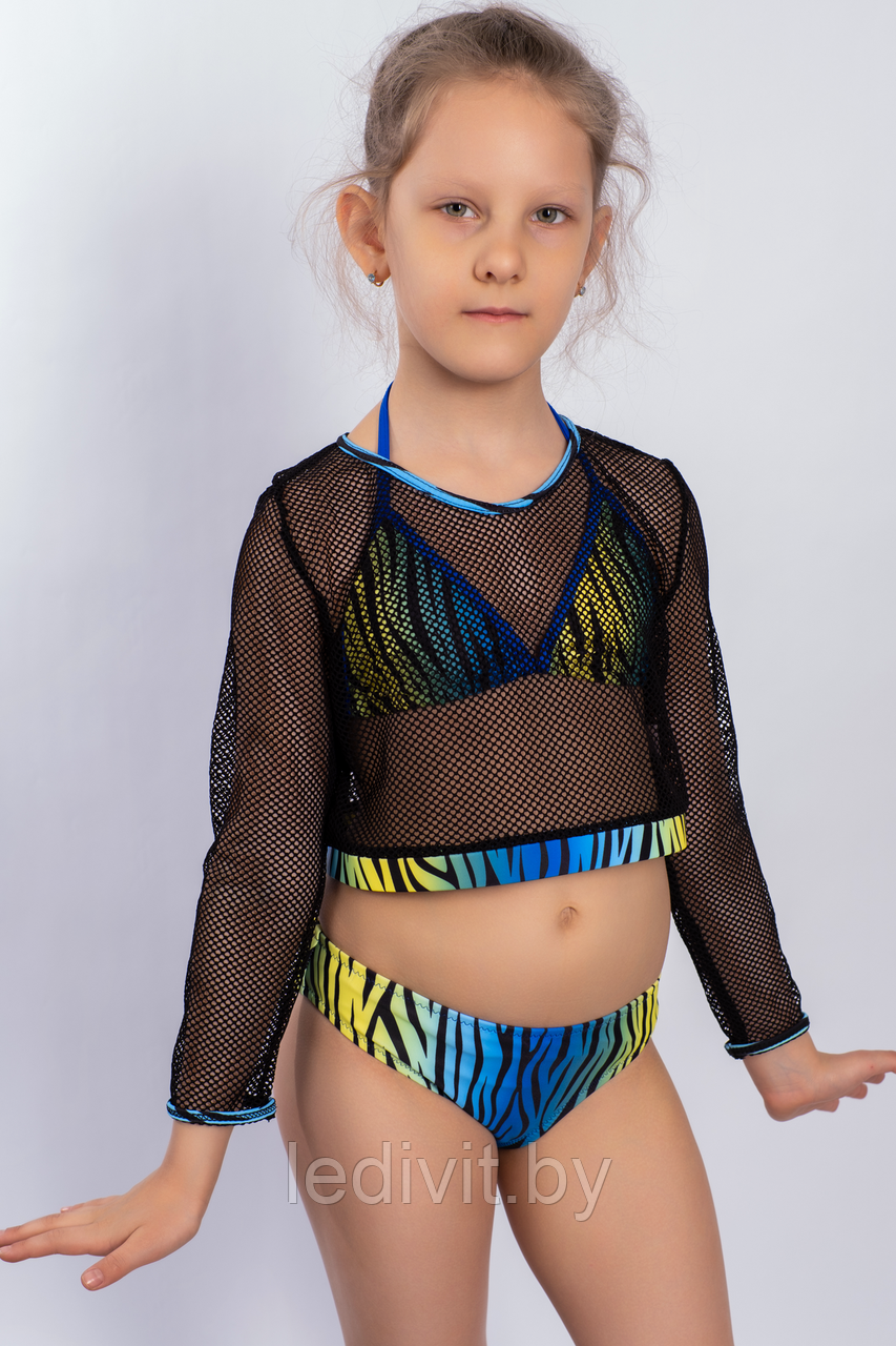 Купальник детский FW.WORLD артикул: FWWZ8838 оптом из 82% ПА, 18% спандекс - черно-синий