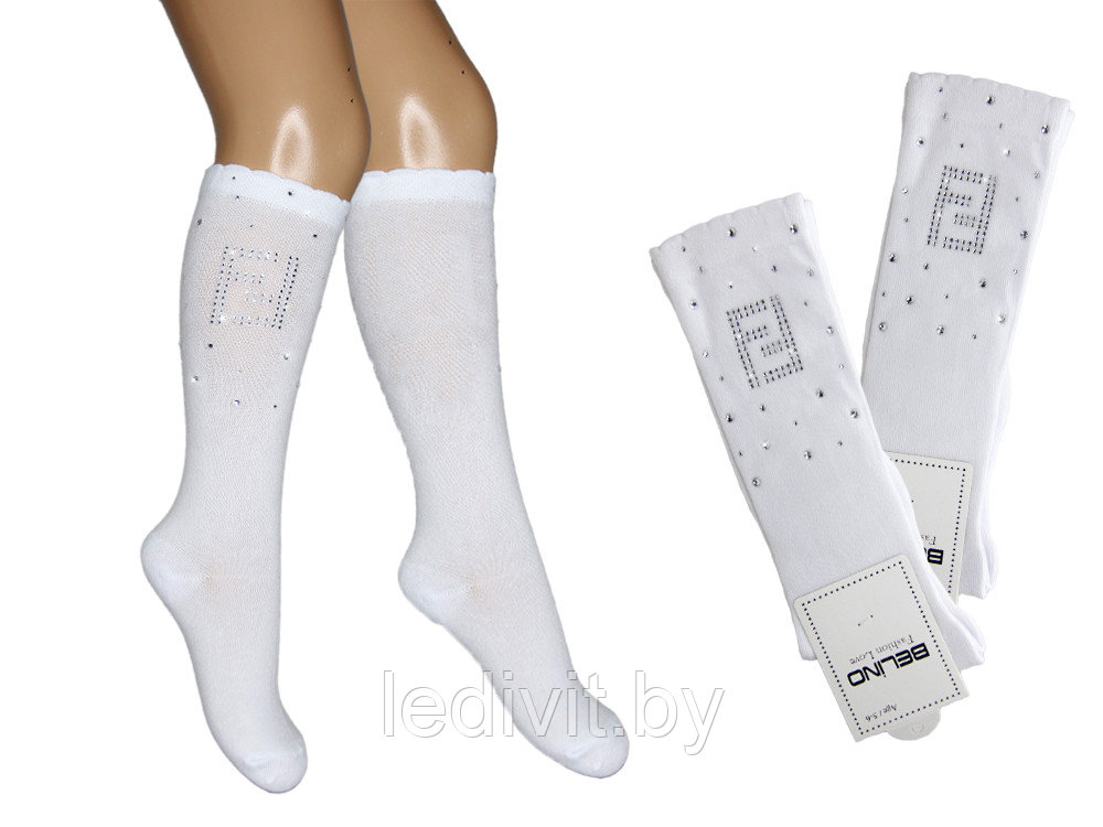 Гольфы для девочки со стразами белые- фото2