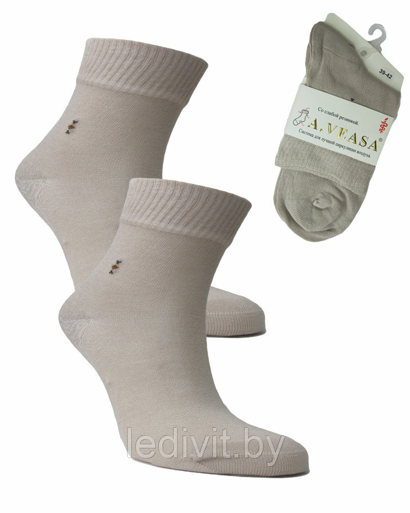 Носки мужские бежевые с ослабленной резинкой- фото